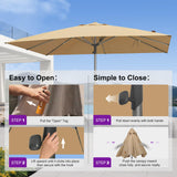 PURPLE LEAF Market Patio Umbrella Umbrella 10' x 13' Semi Auto Lift, Beige