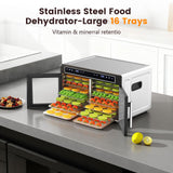 Electactic Food Dehydrator, Dual Chamber Design - Independent Temp Control - Flavor Separation - Keep Warm Mode, 176℉ Meat Dehydrator for Jerky, Fruit, Vegetables, Herbs - 16 Stainless Steel Trays