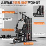 GOIMU Home Gym, M1 Workout Station with 140LBS Weight Stack, Multifunctional Home Gym Equipment with Pulley System for Full Body Strength Training, 54lbs Adjustable Dumbbells