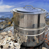 Bayou Classic 300-505 Stainless Oyster Steamer Features Heavy Welded Loop Handles Domed Vented Lid Perfect For Steaming Up To A Half Bushel of Seafood and Vegetables