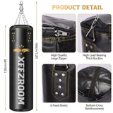 xffzroom Punching Bag for Adults, 4ft PU Leather 6 in 1 Heavy Boxing Bag Set, Punching Bag with 12oz Boxing Gloves, Hand Wraps, Hanging Bag for MMA Karate Kickboxing Muay Thai Boxing Home - Unfilled xffzroom