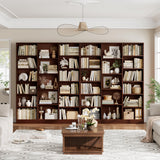FACBOTALL Triple Wide Bookshelf, 6 Tier Large Bookshelf, Bookcase with 17 Open Display Shelves, 74'' Tall Bookcases and Bookshelves for Living Room, Home Office, Library, Cherry