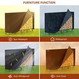 Outdoor Indoor Firewood Storage Holder with Cover, Heavy Duty Metal Log Stacker Rack with Weather Resistant 600D Oxford Fabric Cover, Wood Pile Storage Carrier Organizer Stand for Fireplace, Black