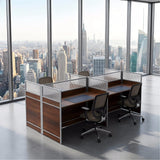 4 Person Office Cubicle Workstation Desk, 94.5" Modular Office Computer Team Workstations