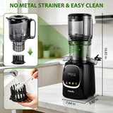 Pukomc Cold Press Juicer with Smart Display and Brushless Motor, 5.3'' Wide Mouth Feed Chute, 300W High Power Slow Masticating Juicer, Whole Vegetables & Fruits Juicing, Easy to Use and Clean
