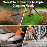 GOCHIFIX Leaf Blower Cordless, 2 * 21V 3.0Ah Battery and Charger, 5 Speed Levels, Lightweight 180 CFM 130 MPH Electric Powered Blower w/Extension Tube for Patio Lawn Care, Leaf Dust Blowing
