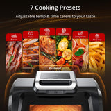 7-In-1 Air Fryer Indoor Smokeless Grill - 1750W Electric Air Grill Combo with Bake, Roast, Broil, Dehydrate – Includes Smart Thermometer and Viewing Window, 4QT Capacity