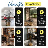 Rush Creek Creations Round 16 Fishing Rod Storage Rack - Features Traditional Handcrafted Wood Post - No Tool Assembly, Wood Grain Laminate