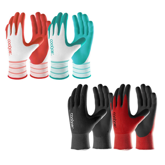 COOLJOB Small Gardening Gloves for Women 6 Pairs & 6 Pairs Large Gardening Gloves for Men, Bundle Pack