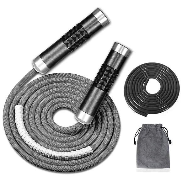 Redify Weighted Jump Rope for Workout Fitness(1LB), Tangle-Free Ball Bearing Rapid Speed Skipping MMA Boxing Weight-loss,Aluminum Handle Adjustable Length 9MM Fabric Cotton+9MM Solid PVC Redify