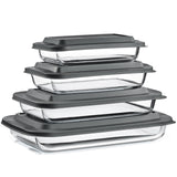 Sorbus 8-Piece Glass Baking Dish Set with Lids – BPA-Free, Airtight, and Safe for Dishwasher, Oven, and Freezer – Includes 4 Sizes for Meal Prep, Portion Control, Lasagna, and Healthy Eating