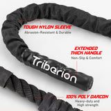 Battle Rope for Home Gym Workout - 1.5 Inch 40ft Heavy Weighted Training Exercise Ropes Fitness Equipment with Sleeve and Anchor Strap Kit for Outdoor Working Out