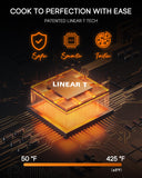 Nuwave Brio 15.5Qt Air Fryer Rotisserie Oven, X-Large Family Size, Powerful 1800W, 4 Rack Positions, 50°-425°F Temp Controls, 100 Presets & 50 Memory, Integrated Smart Thermometer, Linear T Technology