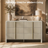 ModernMate Fluted 6 Drawer Dresser for Bedroom, 53.2" Wide Chest of Drawers, Modern Storage Cabinet with Anti-Tip Design, Wood Clothes Organizer with Metal Handles, Grey