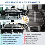 QXYXSM Folding Conference Table, Conference Room Table with Modesty Panel, Flip Top Mobile Training Table, Modular Rolling Meeting Tables for Training Room, Seminar(6,Dark Grey,47.2in
