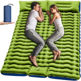 Double Sleeping Pad - Self Inflating 4" Extra-Thick for 2 Person with Pillow Built-in Foot Pump Inflatable Sleeping Mat Yuzonc
