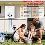 Tankless Water Heater Propane,2.11GPM 8L Outdoor Portable Water Heater,with 2 GPM Water Pump, with Digital Display Multi-Protection for Camping Trips Boat Cabins
