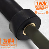 Fitvids 7ft Olympic Barbell 45LBS for Weightlifting and Powerlifting, 2 Inch Strength Training Bar with Needle Bearings, Green