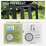 PHI VILLA Outdoor Dining Set for 8,57.5" Wood-Like Metal Table