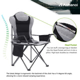 Aohanoi 2 Pack Camping Chairs for Heavy People,Outdoor Folding Camp Chairs for Adults with Cup Holder & Cooler Bag for Outside,Outdoor Lawn Chairs Supports Up to 400lbs