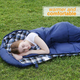 REDCAMP Cotton Flannel Sleeping Bag for Adults, XL 32F Comfortable, Envelope with Compression Sack Blue 2lbs(95"x35")