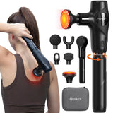 NAPRE 3-in-1 Detachable Massage Gun with Heat,Mini Massage Gun Deep Tissue with Extension Handle,Portable Handheld Percussion Muscle Massager for Back/Neck/Body,Small & Quiet,5 Heads,Mothers Day Gifts