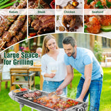 Portable Charcoal Grill, Folding Barbecue Grill with Storage Shelf, 39" x 13.39"x 27.56" Stainless Steel BBQ Smoker Barbecue Tool Kits for Outdoor Cooking Camping Hiking Picnics Backpacking (Large)
