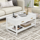 Edospaen Coffee Table with Sensor Light - Modern Storage Coffee Table with Drawers and Shelf for Living Room, Office, Outdoor