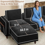 80" Loveseat Sofa Cloud Modular Sectional Couch,Deep Love Seat Couch with Armrests Wooden Legs,2 Seater Comfy Thicked Cushion Upholstered Sofa for Living Room Bedroom,Black