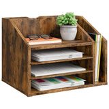 CHOEZON Wooden Desk Organizer with Adjustable Partitions, Rustic Brown