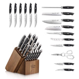 Swedish Powder Steel Forged, 17-Piece Knife Block Set, Walnut, Black Cangshan