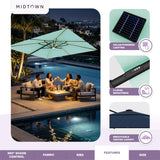 Midtown Umbrellas 9x9 Ft Outdoor Cantilever Patio Umbrella w/Sunbrella Burgundy Fabric - Tilt 360° Rotate Offset Patio Umbrella, Deck Patio Umbrella, Backyard Umbrella & Garden Umbrella - Black Frame