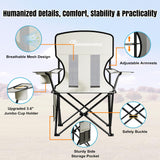 Camping Chairs, High Back Breathable Mesh Camping Chair 300 LBS Capacity, Portable Outdoor Lawn Chair Folding with Cup Holder for Picnic, Lawn, Beach, Fishing and Sports (Grey)