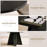 iPormis 43.3in-59in Extendable Round Dining Table for 4-6, Modern Wooden Kitchen Table for Dining Room, Adjustable Size Oval Circle Dinner Tables Furniture for Kitchen Living Room, Black
