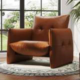 NessCarsti Lazy Chic Single Sofa, Button Tufted Deep Seat Chair, Orange