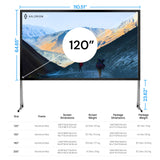 Valerion 120" Outdoor Projector Screen with Stand – 3-Min Setup, Wheeled Carry Bag, 4K/8K UHD Support, Freestanding, Portable Alloy Frame, 16:9 HD, Lightweight for Camping, Backyard, Home Theater