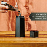 HexClad HexMill Tabletop Salt and Pepper Grinder Set with Stand, 10 Adjustable Grind Settings, High-Efficiency Burr, Solid Milled Aluminum Build, Easy-Fill Cap, Convenient 5.25" Size for Tabletop Use