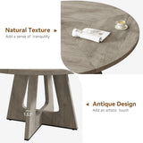 47 Inch Round Dining Table for 4-6 People, Circle Dinner Table with Wooden Cross Pedestal Base
