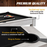 Barrington Billiards Monteray 7’ Drop Pocket Pool Table, 3-in-1 Dining Top & Table Tennis with Game Accessories & Rolling Storage Caddy, Perfect for Family Game Rooms