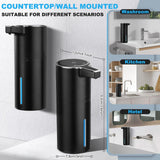 Automatic Soap Dispenser Liquid Touchless: 13.52oz/400ml Wall USB Rechargeable - 4-Level Adjustable, Black