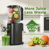 Cold Press Juicer, 5.5inch Wide Feed Chute Slow Juicer Machine, Masticating Juicer for Whole Vegetables & Fruits, Black
