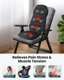 COMFIER Massage Seat Cushion, Back Massager with 8 Vibration Nodes & 5 Modes, Adjustable Chair Massage Pad with Heat for Home Office, Heated Chair Pad,Gifts for Men,Women
