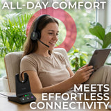 Yealink WH64 Hybrid Wireless Headphones DECT & Bluetooth Mono, UC Certified, For PC, Laptop & Mobile, USB-C Dongle, 150m Range, 32H Talk Time, 3-Mic Noise Cancelling Acoustic Shield 2.0