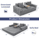 MAXYOYO Sofa Bed, 80-Inch Oversized Boneless Loveseat, 2 Cup Holders