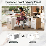 ModernMate 63" Standing Desk with File Cabinet, Privacy Panel, AC/USB, 1.18" Desktop