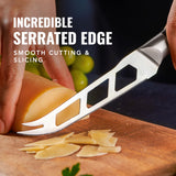 Cutluxe Cheese Knife – 5" Cheese Knife Slicer for Soft and Hard Cheese – Pronged, Serrated & Non Stick Blade – High Carbon German Steel – Artisan Series