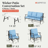MIXPATIO 6-Piece Wrought Iron Patio Conversation Set, Blue