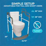 Stander Wonder Toilet Safety Rails for Seniors, Adjustable Detachable Toilet Frame with Padded Handles for Elderly Adults, Foldable Handicap Support Rail with Footrest, Fits Any Toilets