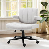 Home Office Chair, Fabric Cross Swivel Desk Chair with Wheel, Adjustable Height Computer Chair for Study Work Gaming (Grey)