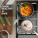 COOKER KING Stainless Steel 6 Pcs Pots Set, 1.5 & 2QT Saucepan and 5-Quart Pots with Lids, Non Stick, Non Toxic, Stay-Cool Handles, Induction, Oven, Dishwasher Safe